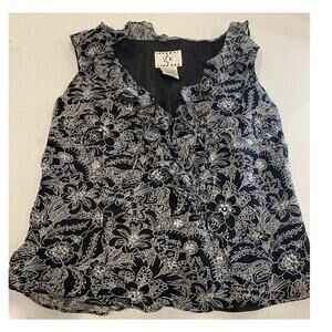 ICE Women's Blouse Floral Black/White Size Small